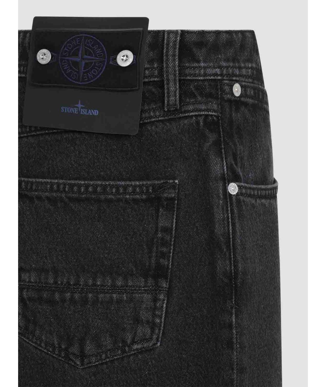 STONE ISLAND Черные хлопковые прямые джинсы, фото 3