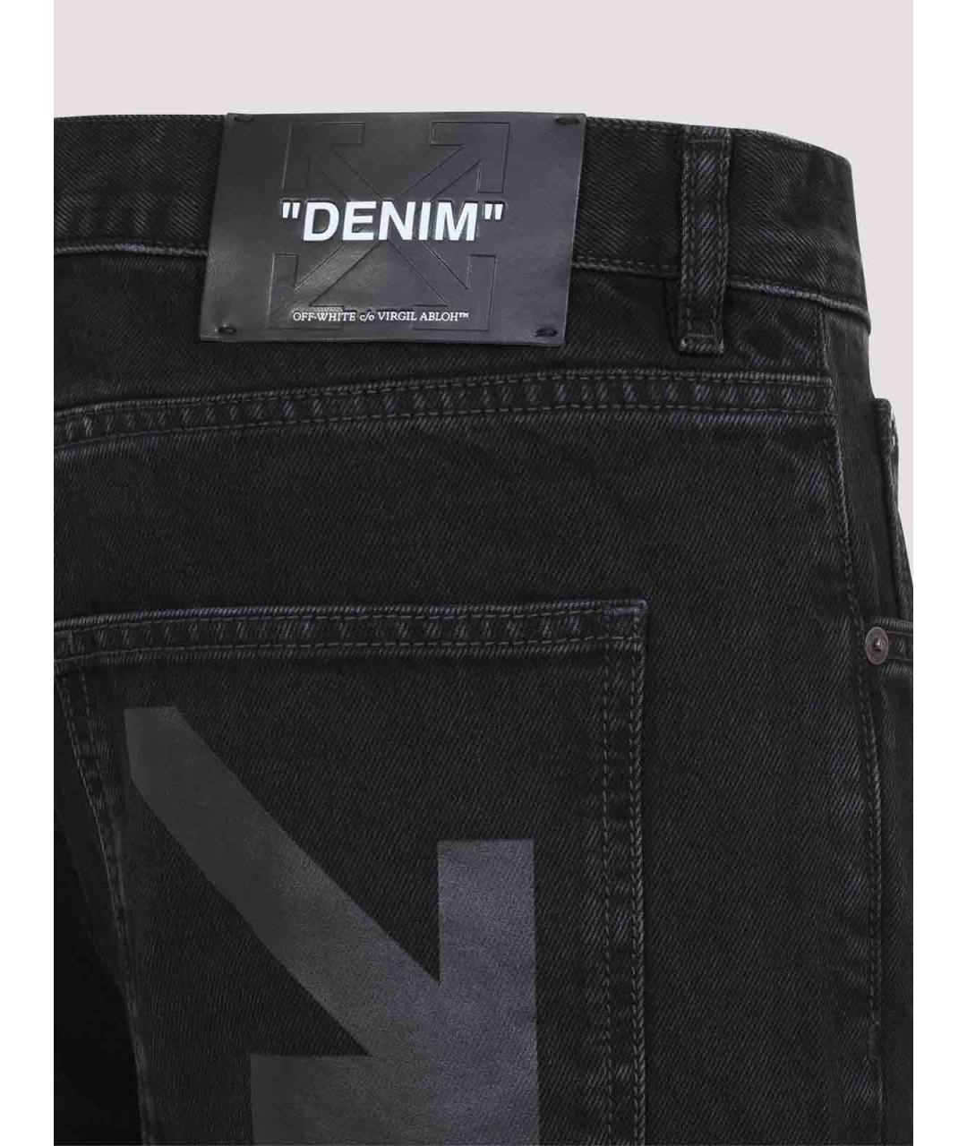 OFF-WHITE Черные хлопковые прямые джинсы, фото 3