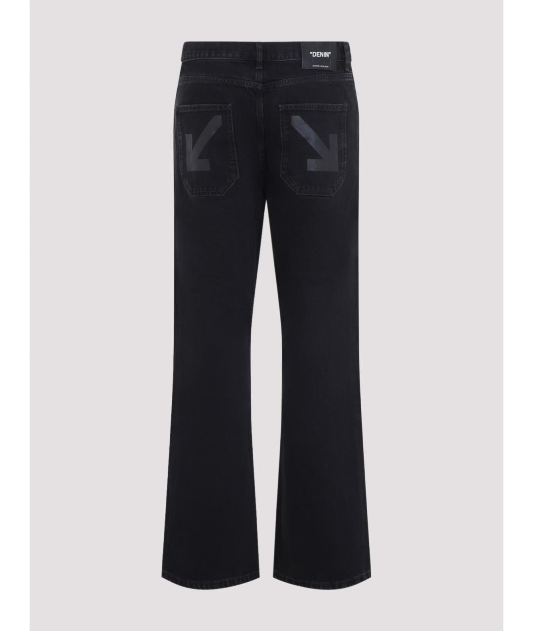 OFF-WHITE Черные хлопковые прямые джинсы, фото 2