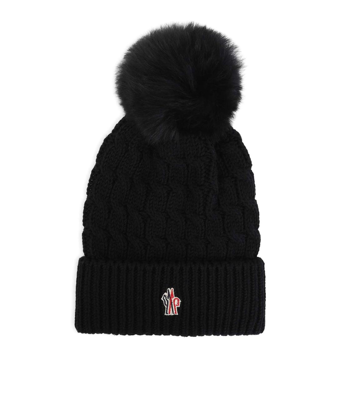 MONCLER Черная шерстяная шапка, фото 1