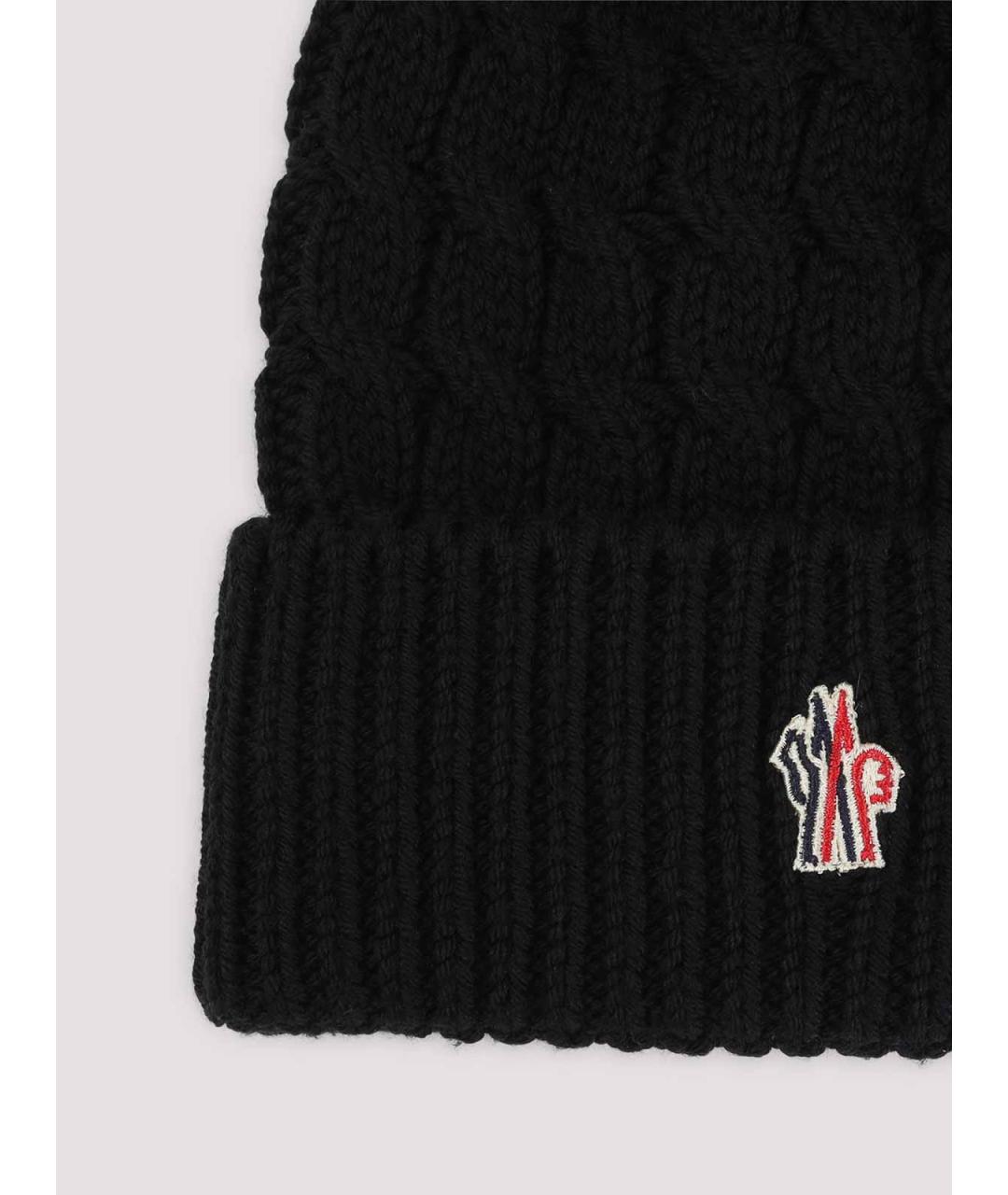 MONCLER Черная шерстяная шапка, фото 3