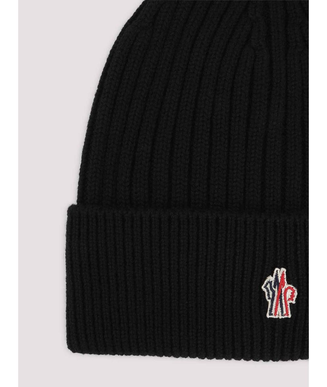 MONCLER Черная шерстяная шапка, фото 3