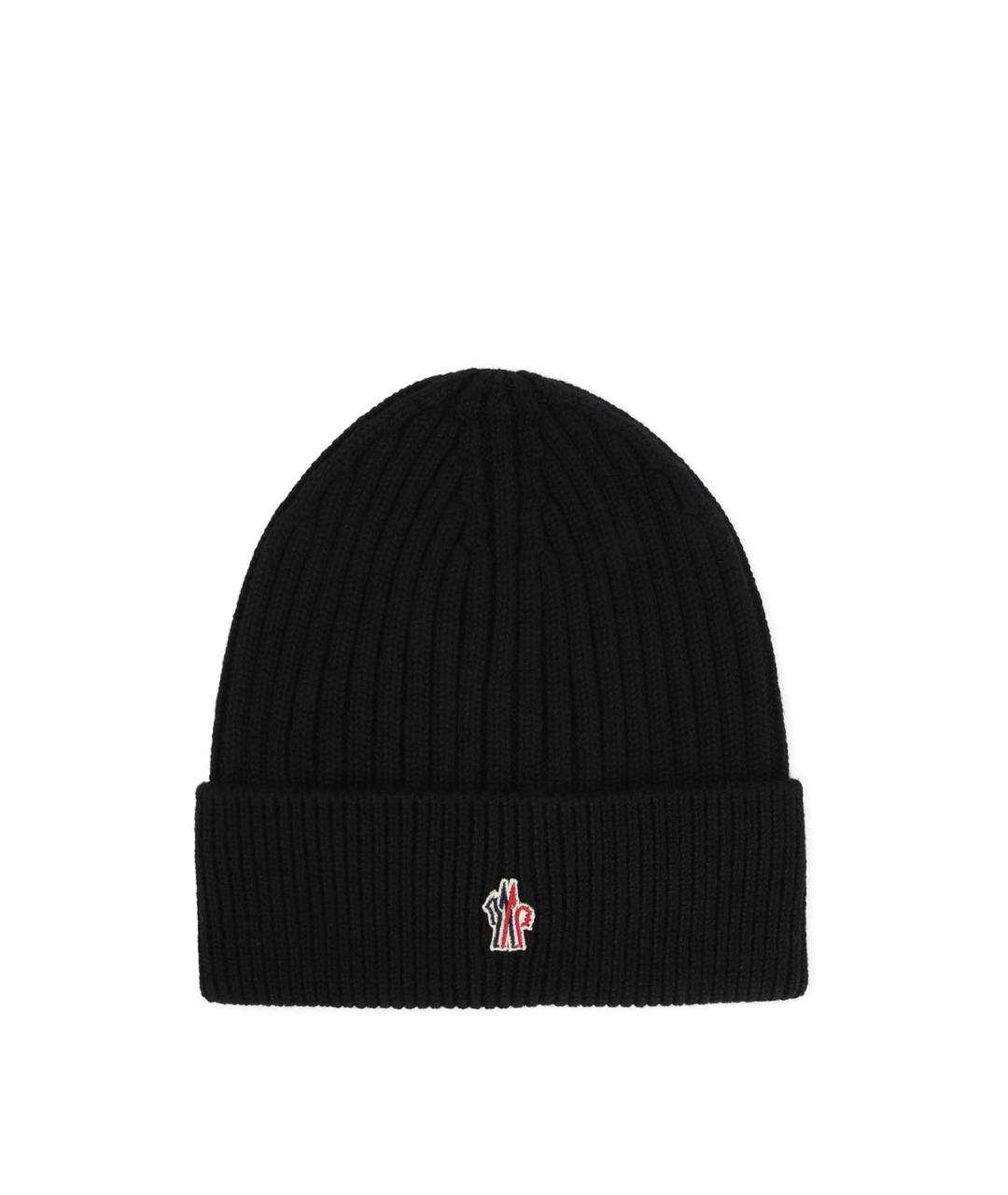 MONCLER Черная шерстяная шапка, фото 1