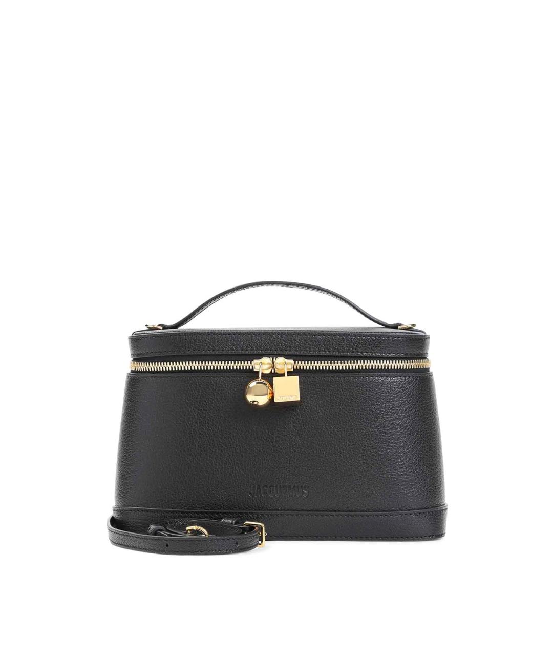 JACQUEMUS Черная кожаная сумка через плечо, фото 4