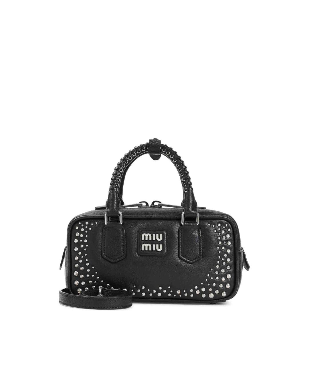 MIU MIU Черная кожаная сумка с короткими ручками, фото 4