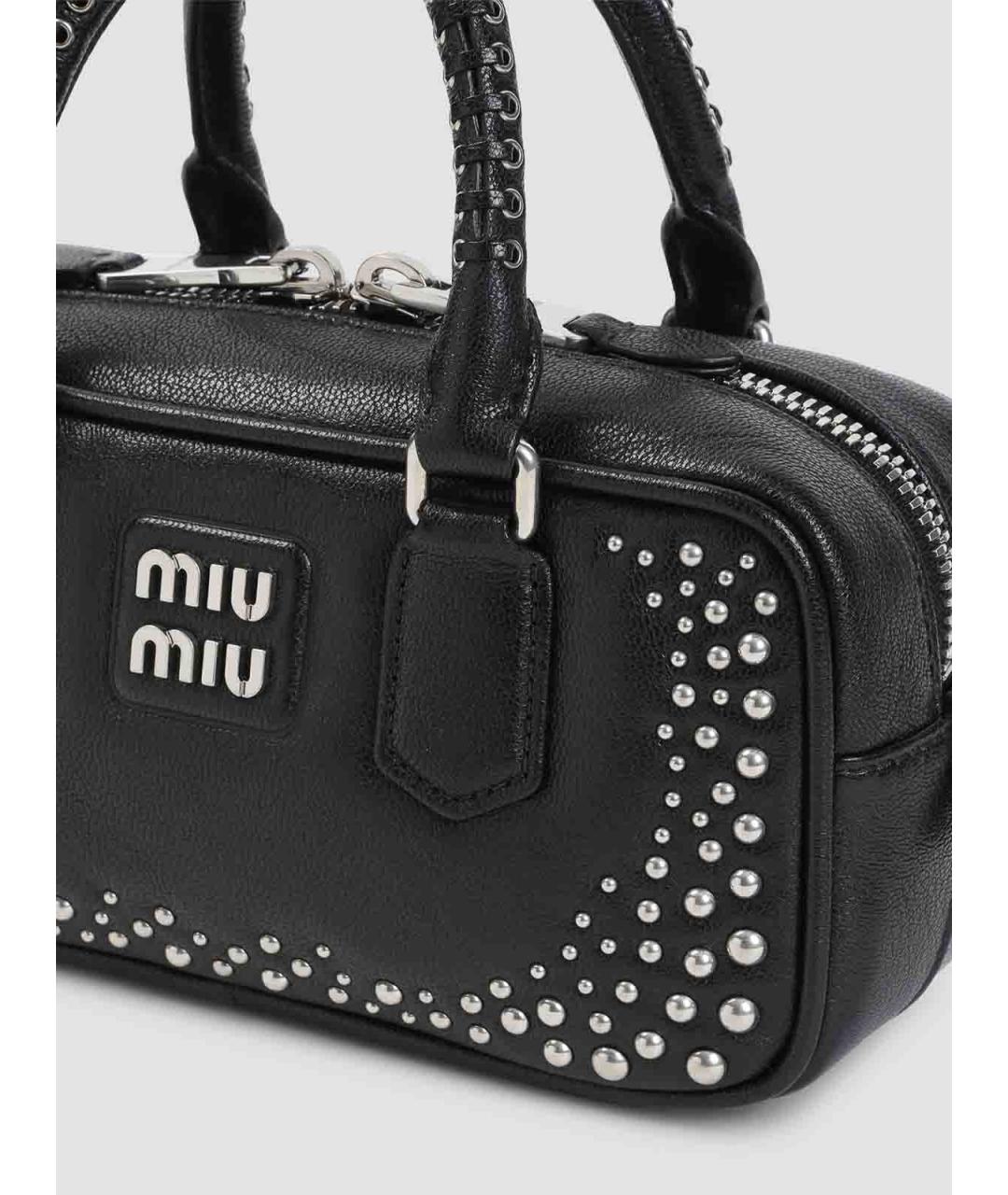 MIU MIU Черная кожаная сумка с короткими ручками, фото 3