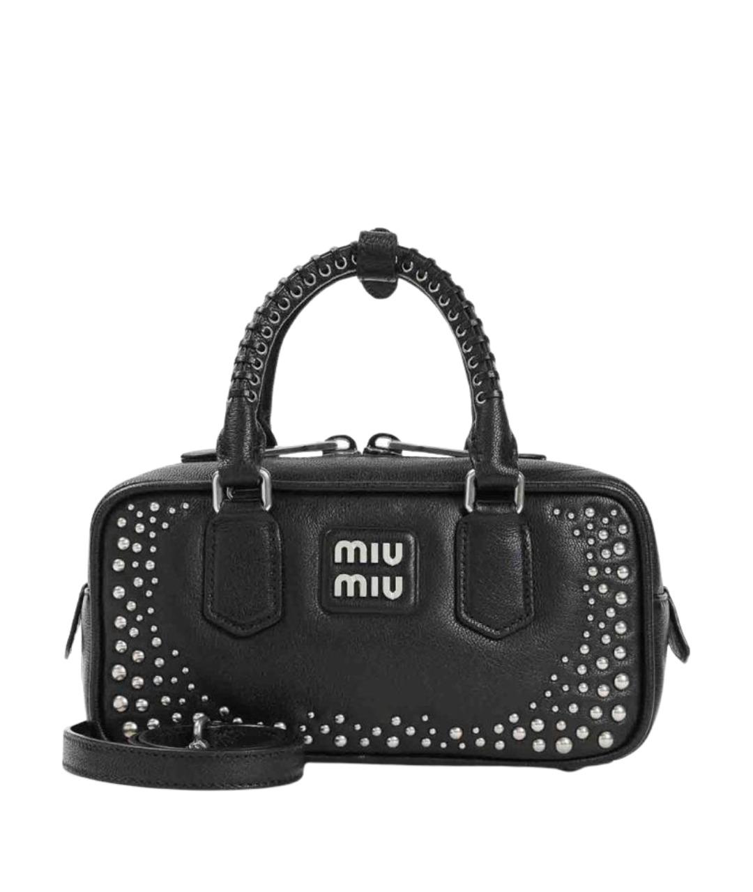 MIU MIU Черная кожаная сумка с короткими ручками, фото 1