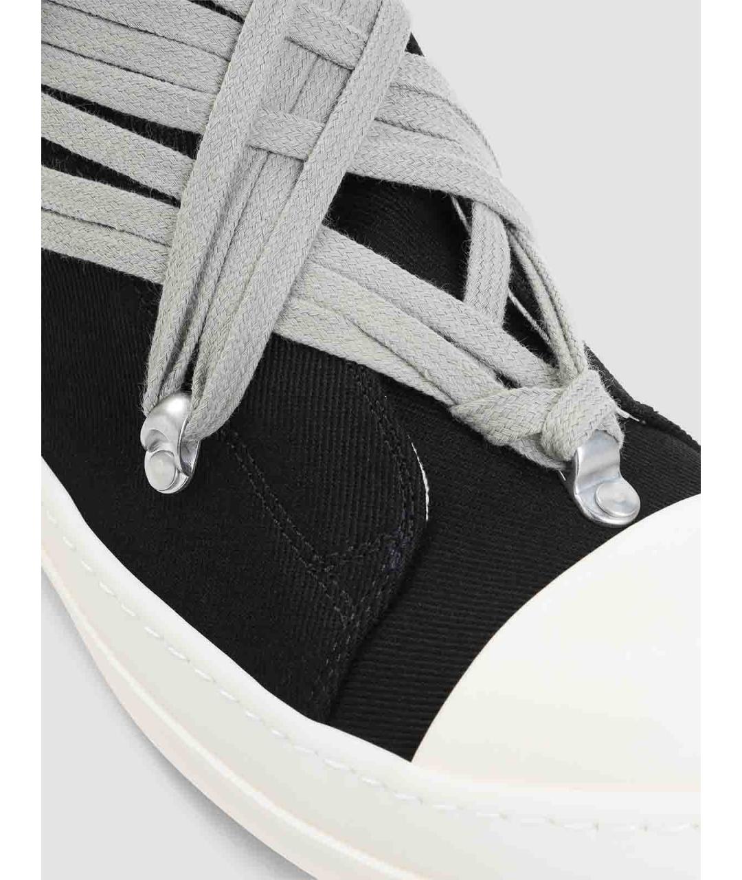 RICK OWENS Черные текстильные высокие кроссовки / кеды, фото 4