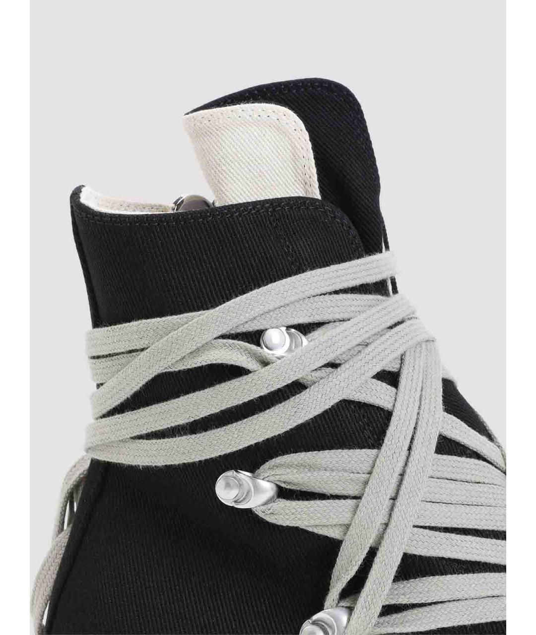 RICK OWENS Черные текстильные высокие кроссовки / кеды, фото 5