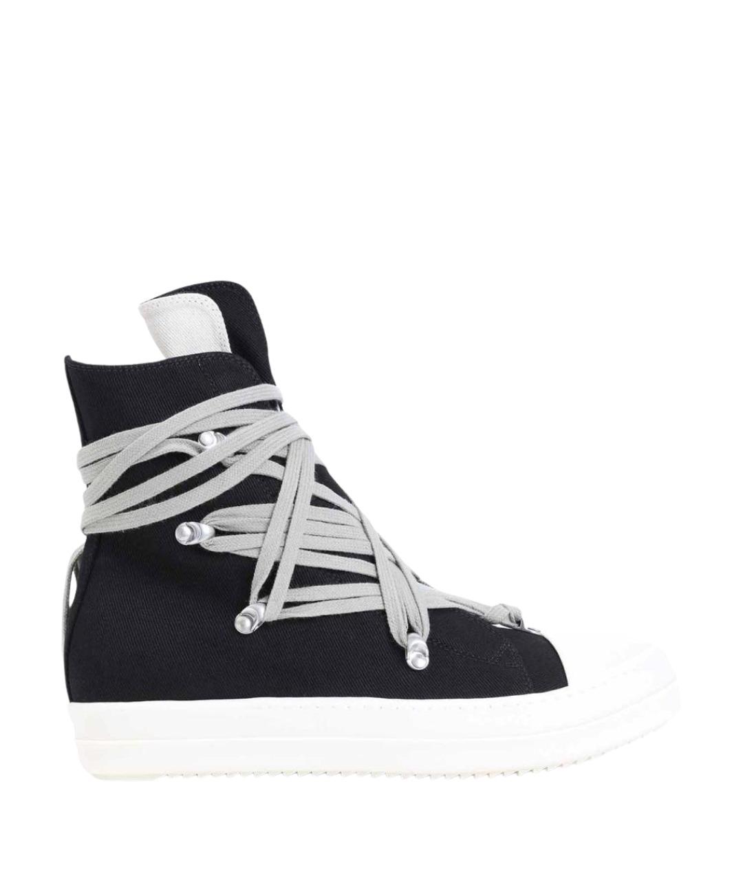 RICK OWENS Черные текстильные высокие кроссовки / кеды, фото 1