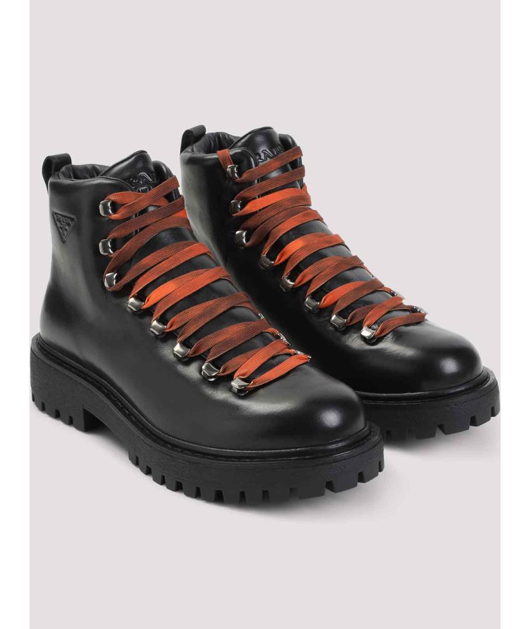 PRADA Черные кожаные низкие ботинки, фото 3