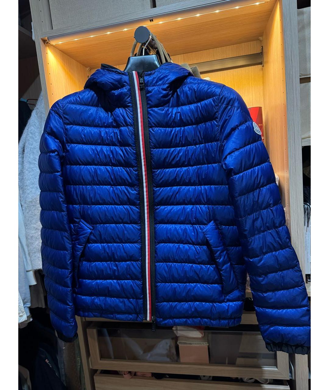 MONCLER Синий нейлоновый пуховик, фото 9