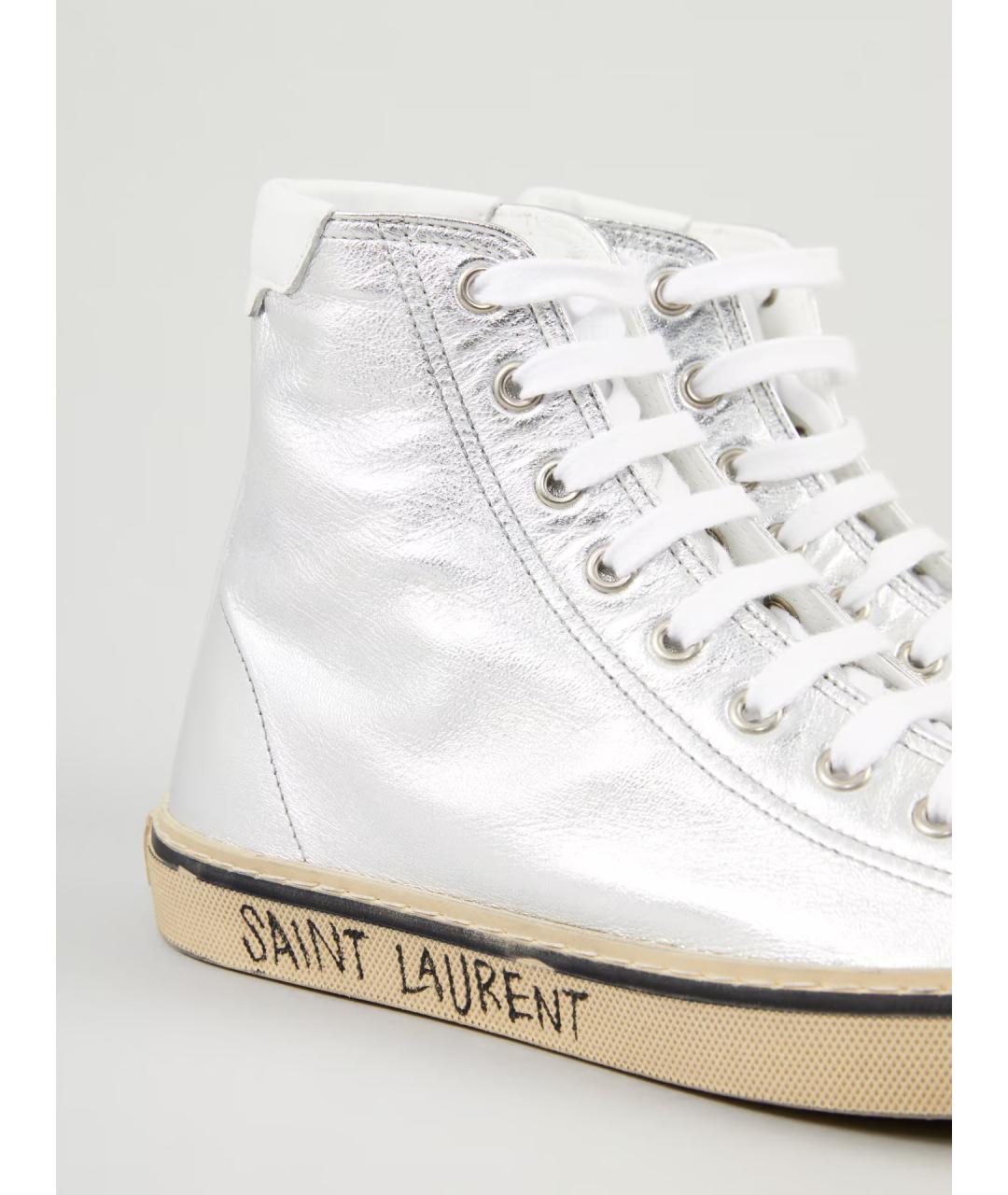 SAINT LAURENT Серебряные кожаные кеды, фото 5
