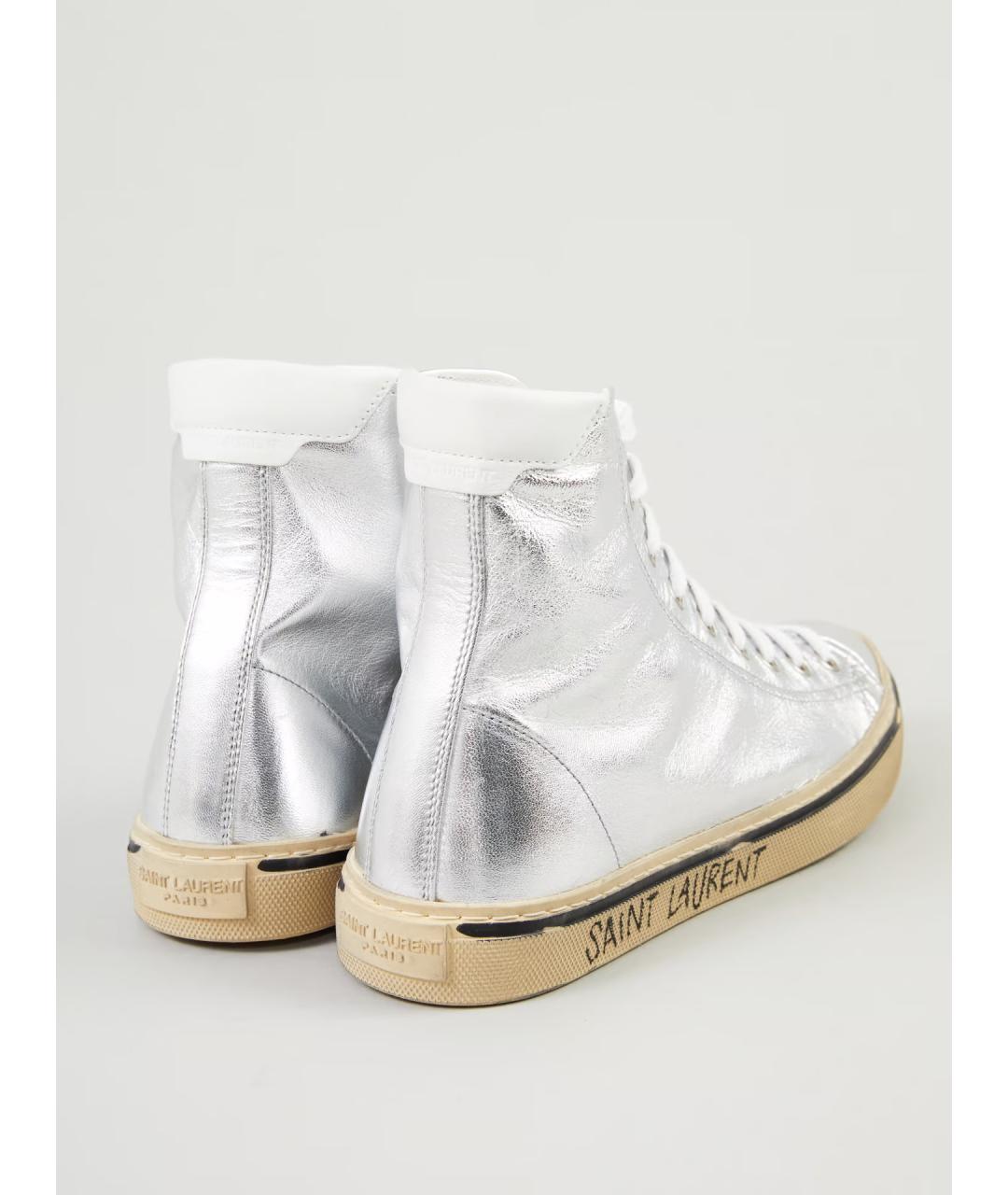 SAINT LAURENT Серебряные кожаные кеды, фото 6