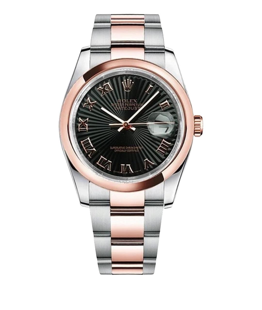 ROLEX Черные часы из розового золота, фото 1