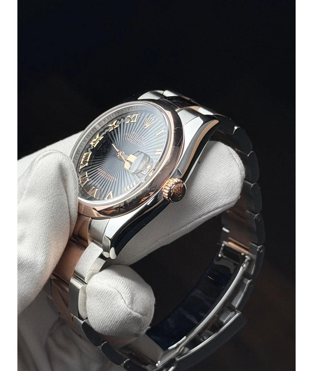 ROLEX Черные часы из розового золота, фото 3