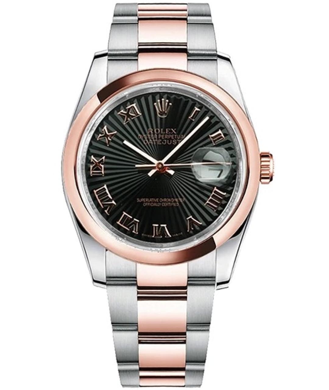 ROLEX Черные часы из розового золота, фото 8
