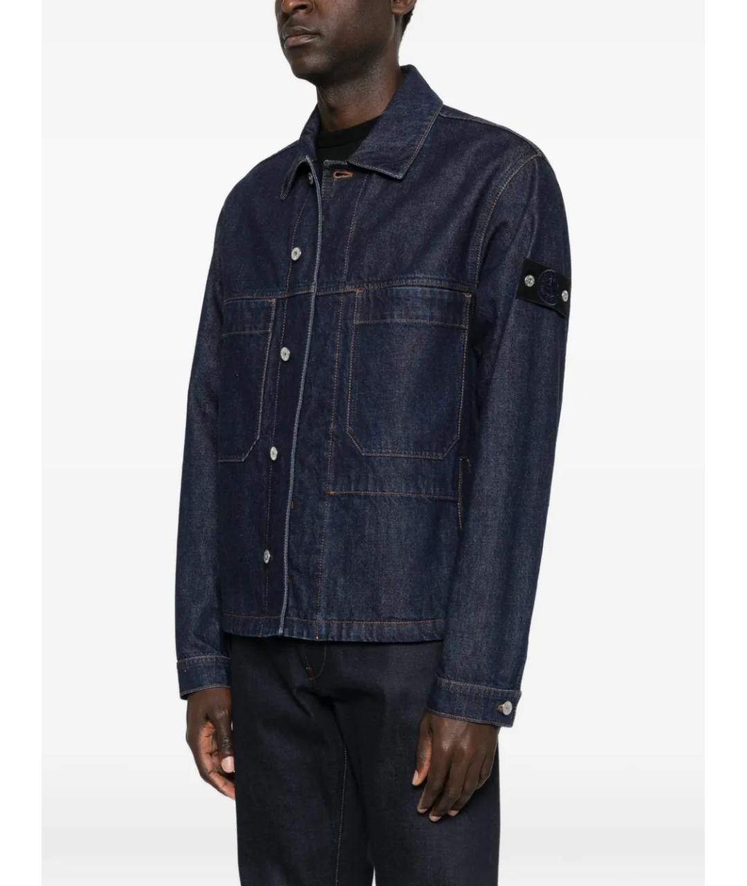 STONE ISLAND Темно-синяя хлопковая куртка, фото 3