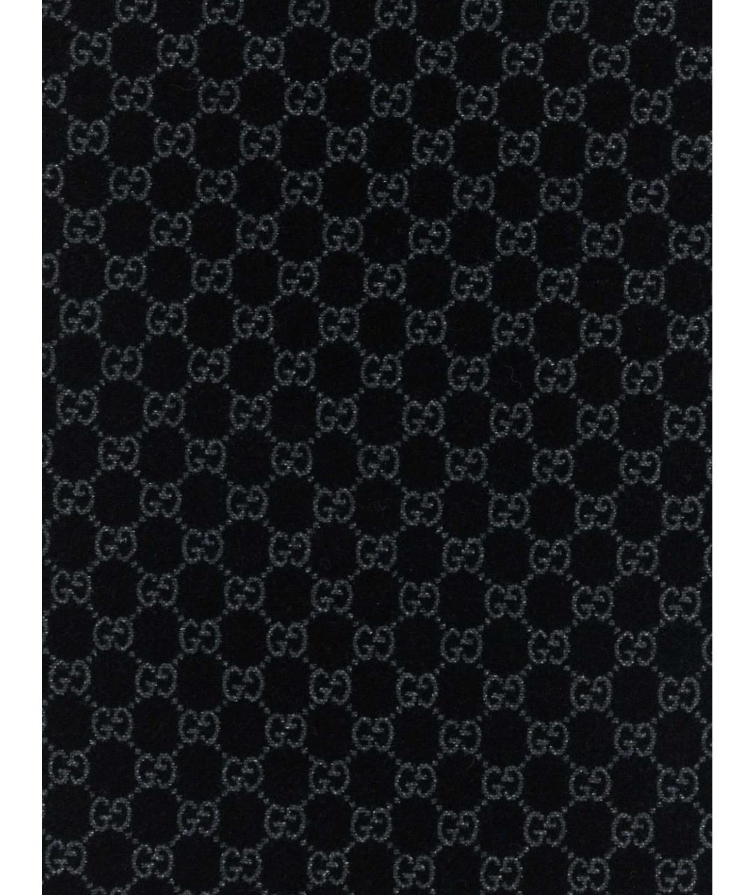 GUCCI Черный шерстяной шарф, фото 3