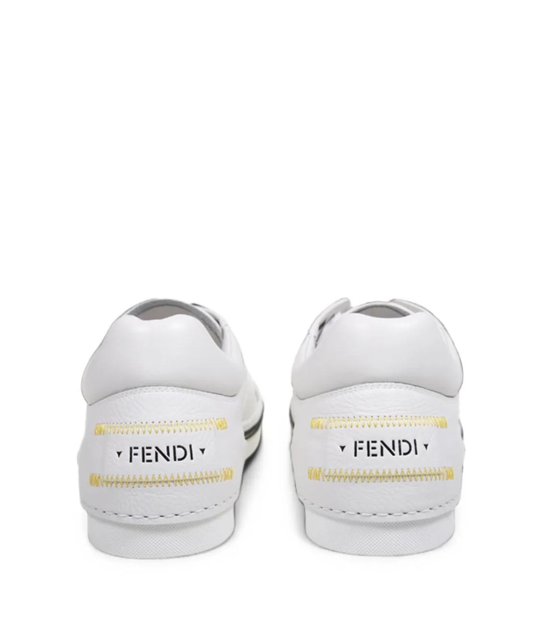 FENDI Белые кожаные низкие кроссовки / кеды, фото 3