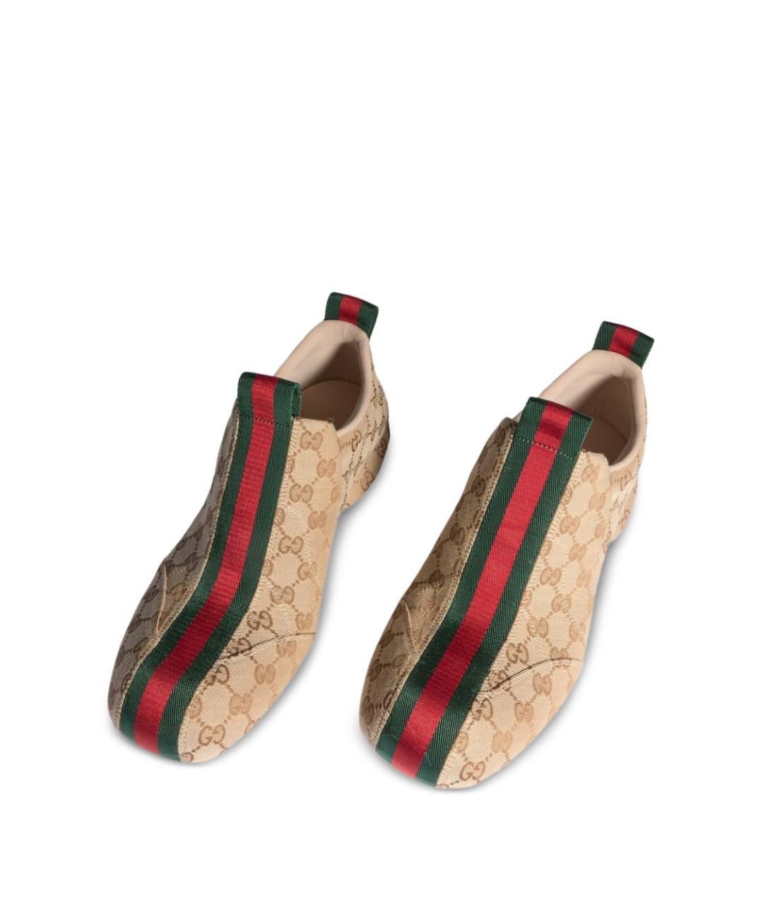 GUCCI Бежевые текстильные низкие кроссовки / кеды, фото 3