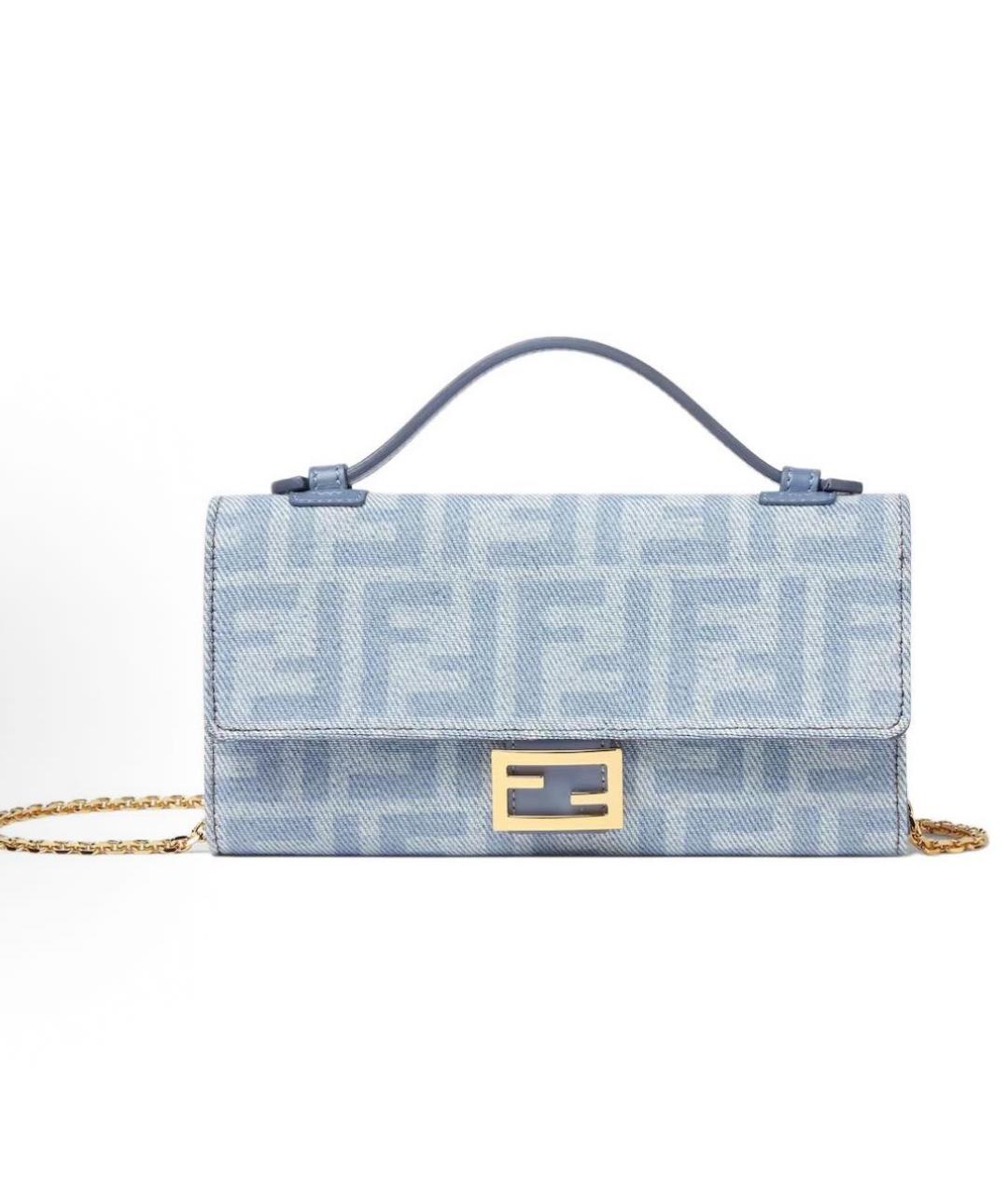 FENDI Голубая тканевая сумка через плечо, фото 4