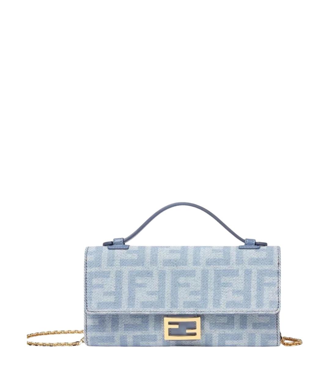 FENDI Голубая тканевая сумка через плечо, фото 1