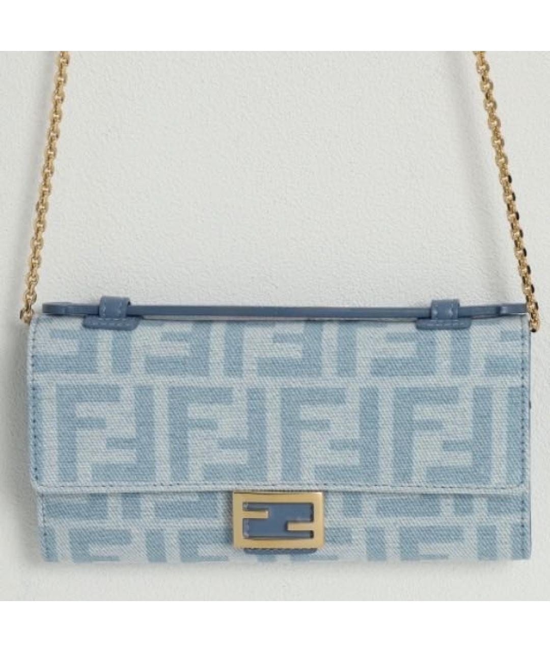 FENDI Голубая тканевая сумка через плечо, фото 2