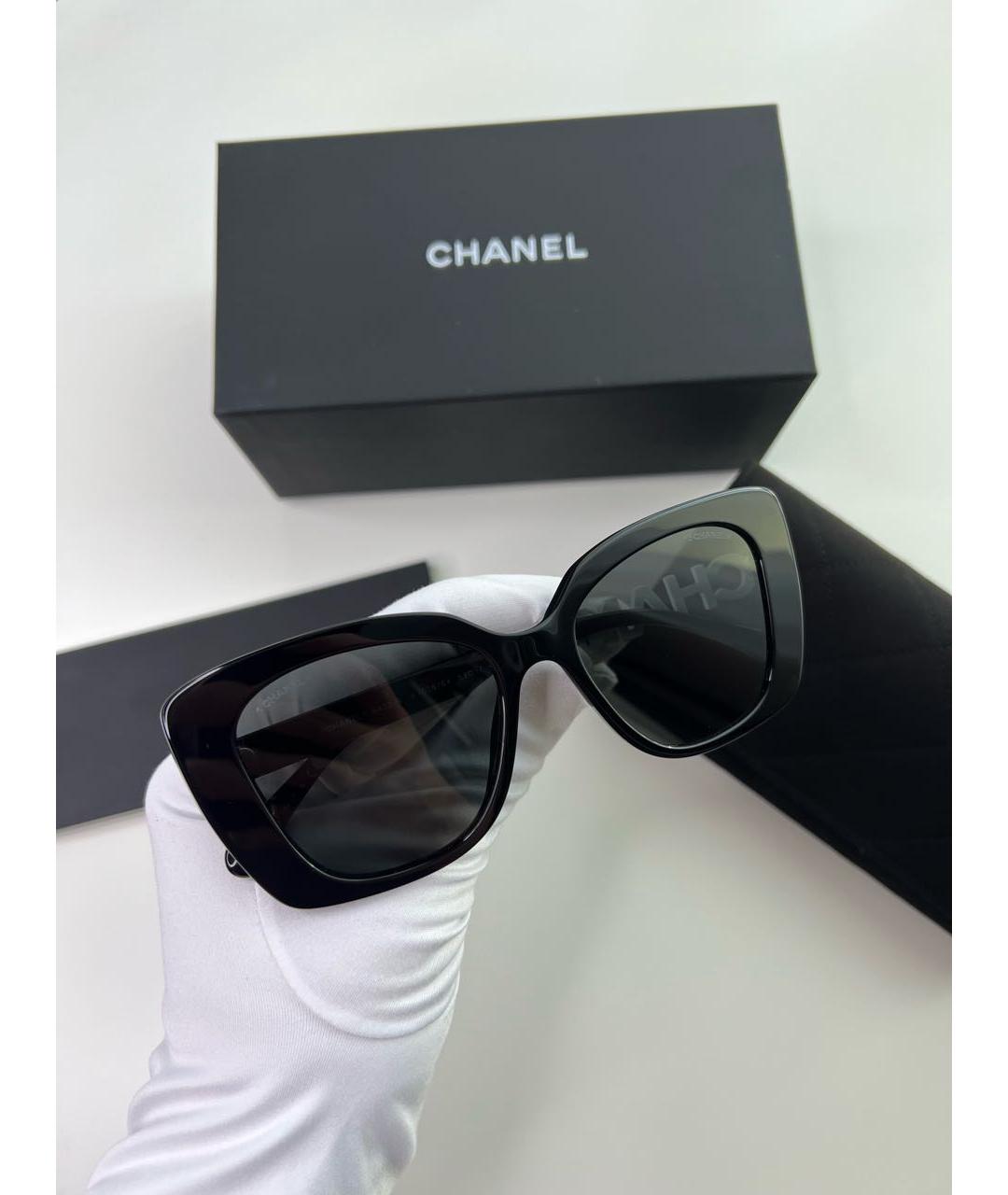 CHANEL Черные пластиковые солнцезащитные очки, фото 3