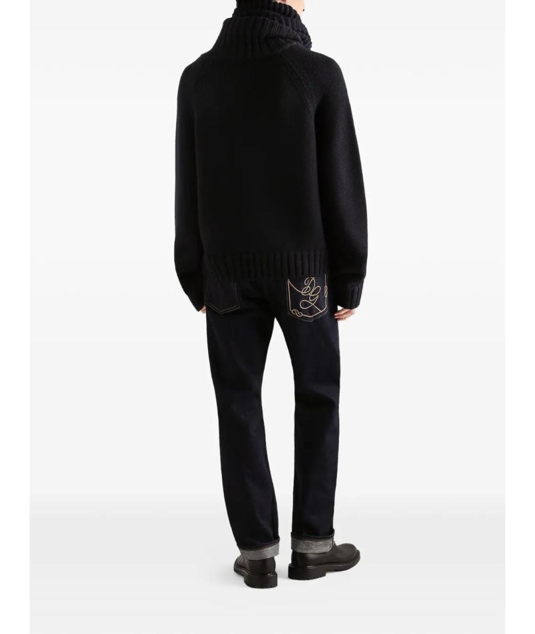 DOLCE&GABBANA Темно-синие хлопковые прямые джинсы, фото 3