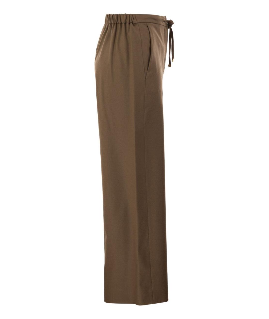 'S MAX MARA Коричневые шерстяные прямые брюки, фото 3