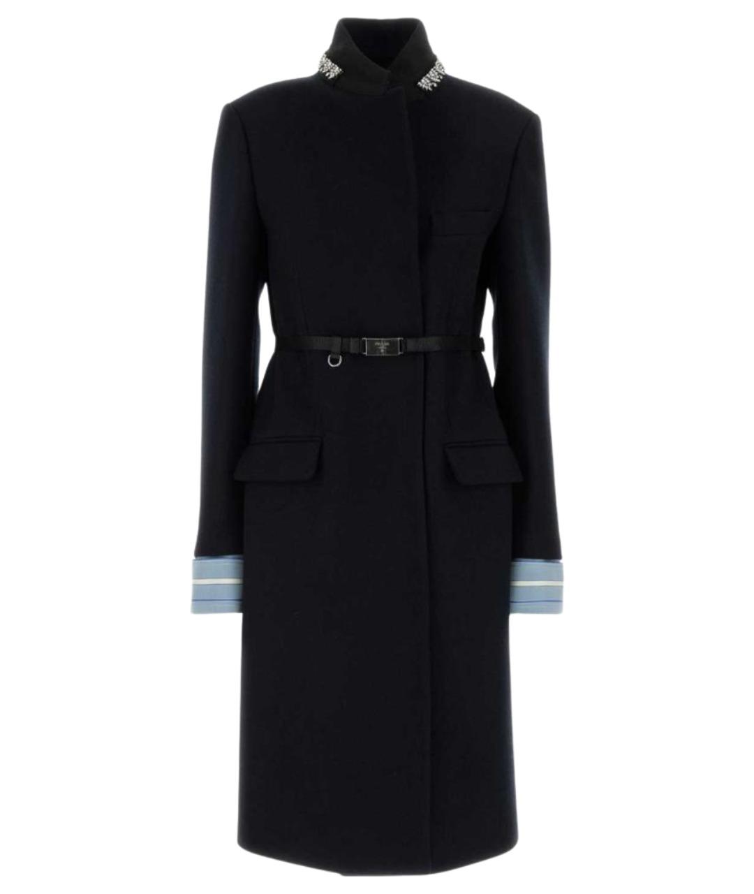 PRADA Темно-синее шерстяное пальто, фото 1