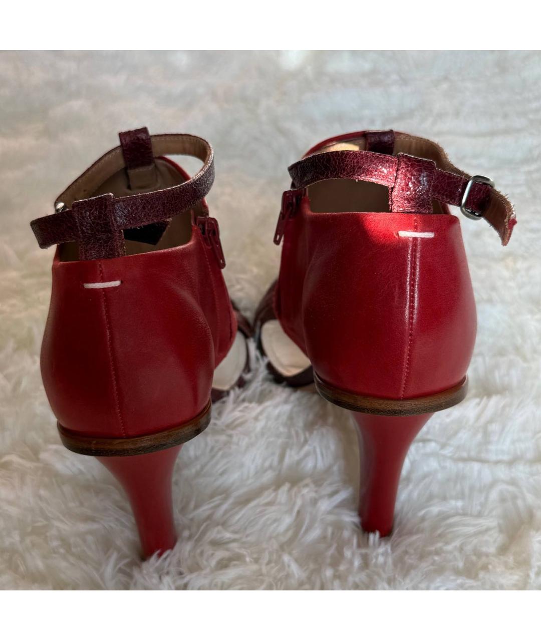 MAISON MARGIELA Бордовые кожаные босоножки, фото 4