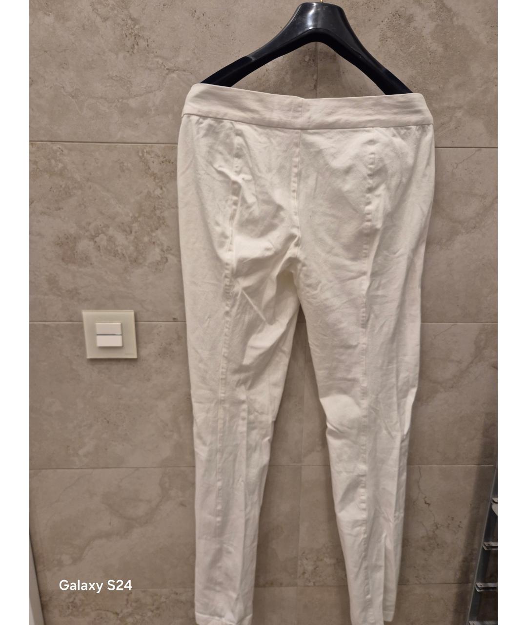 RALPH LAUREN Белые хлопко-эластановые брюки узкие, фото 2