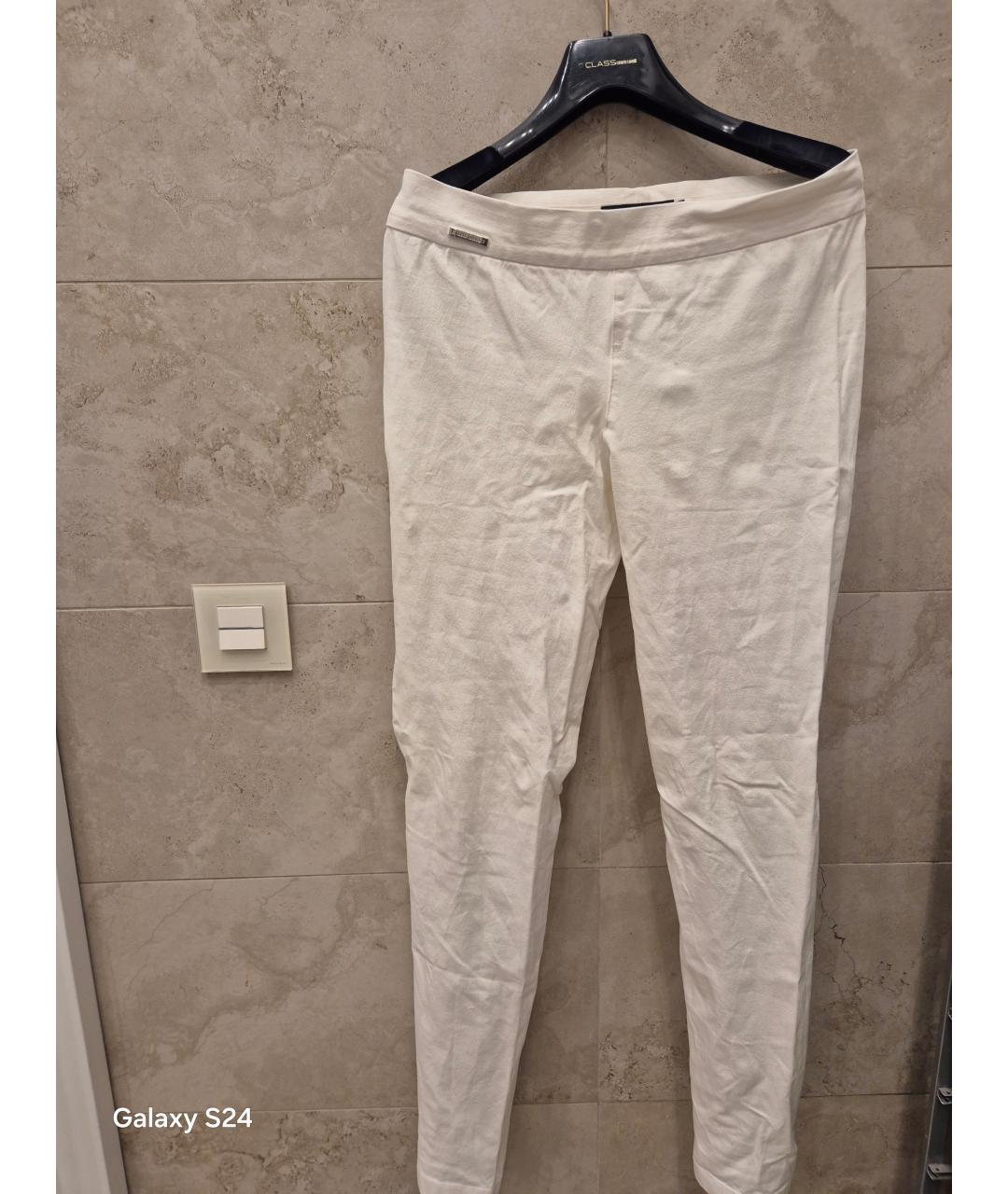 RALPH LAUREN Белые хлопко-эластановые брюки узкие, фото 4