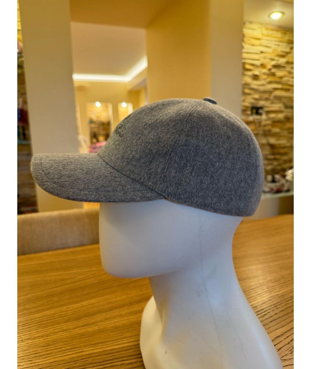 LORO PIANA Серая кашемировая кепка/бейсболка, фото 3