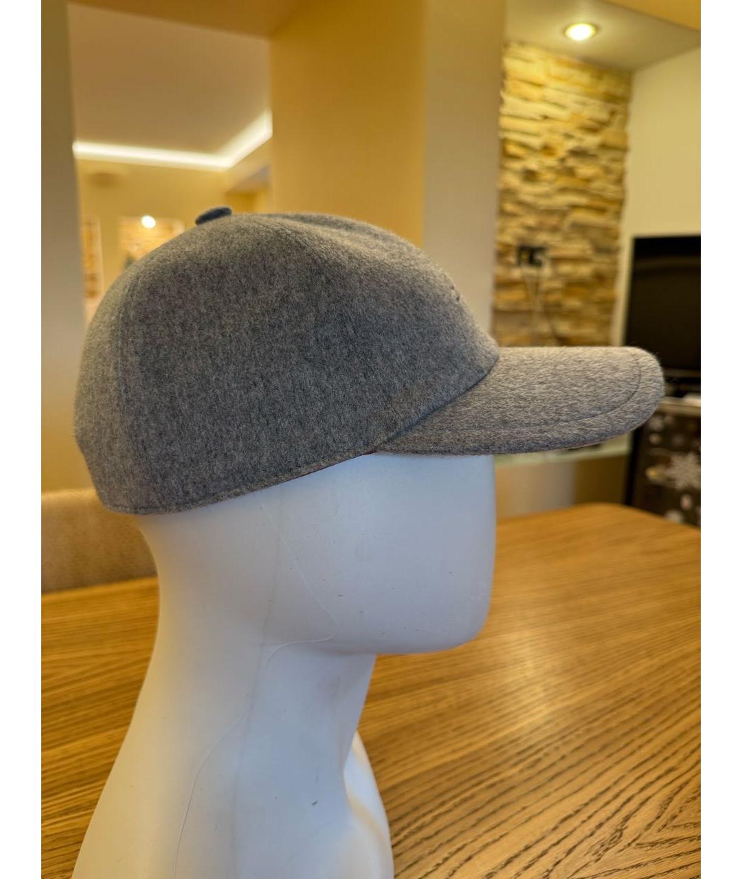 LORO PIANA Серая кашемировая кепка/бейсболка, фото 2