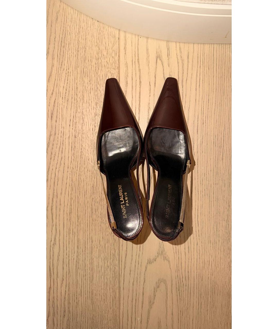 SAINT LAURENT Бордовые кожаные туфли, фото 3