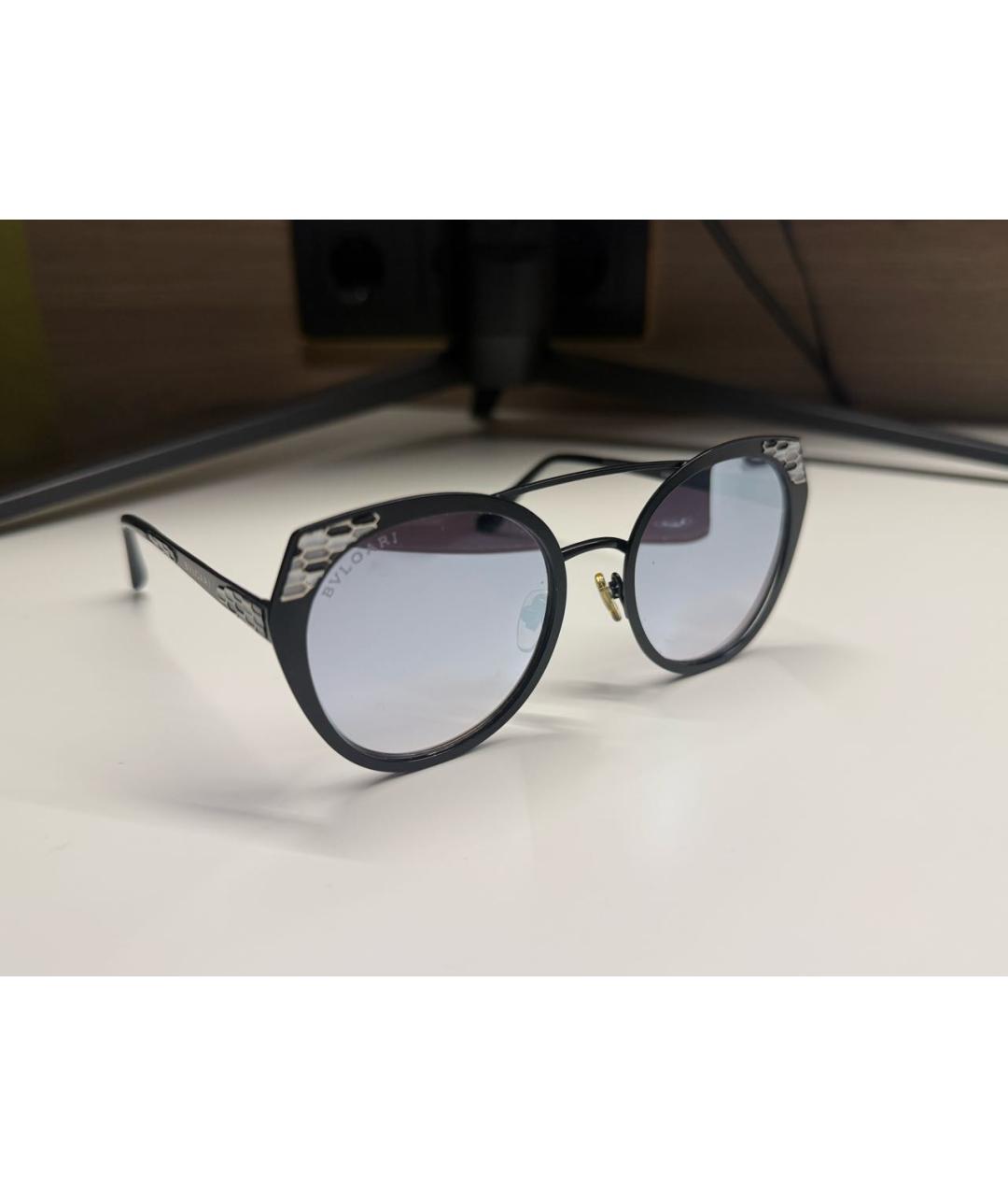 BVLGARI Черные металлические солнцезащитные очки, фото 4