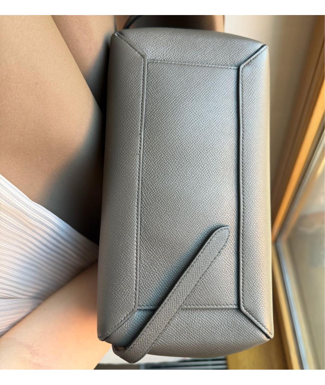 CELINE Антрацитовая кожаная сумка с короткими ручками, фото 4