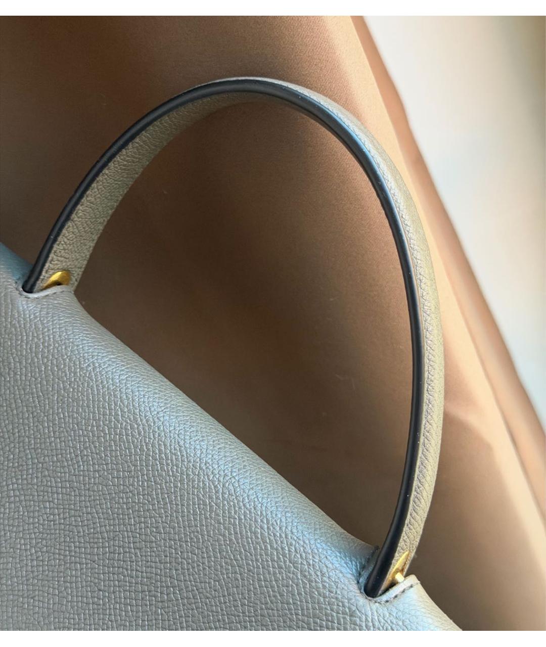 CELINE Антрацитовая кожаная сумка с короткими ручками, фото 5
