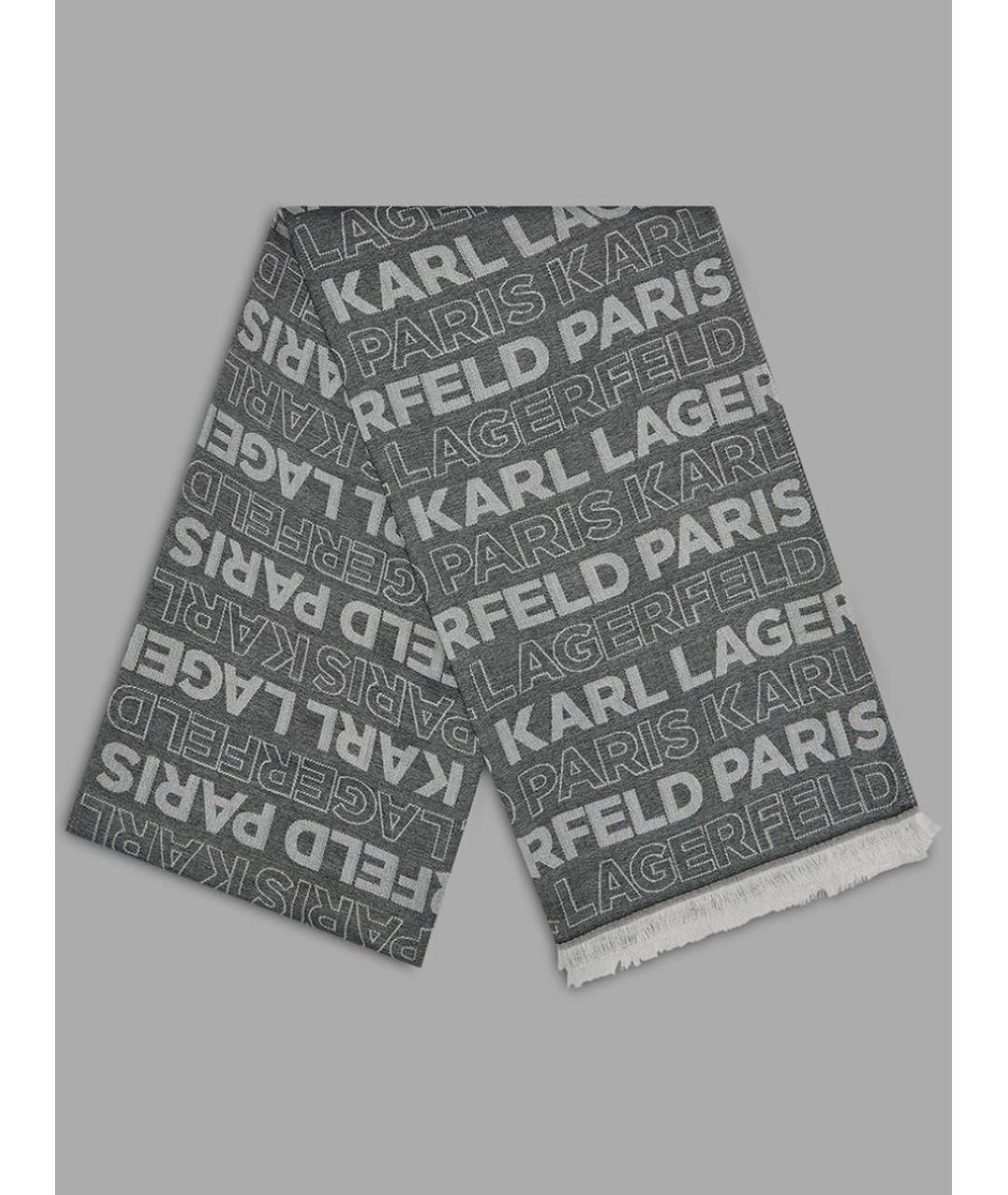 KARL LAGERFELD Серый шарф, фото 8