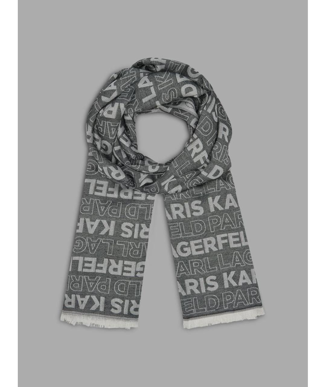 KARL LAGERFELD Серый шарф, фото 6