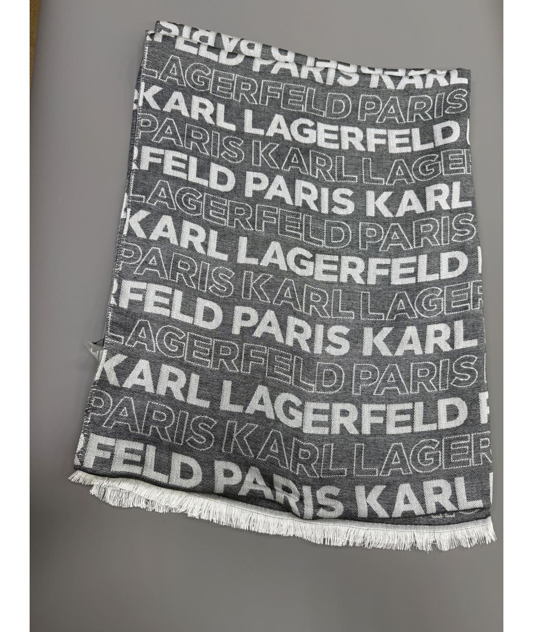 KARL LAGERFELD Серый шарф, фото 3
