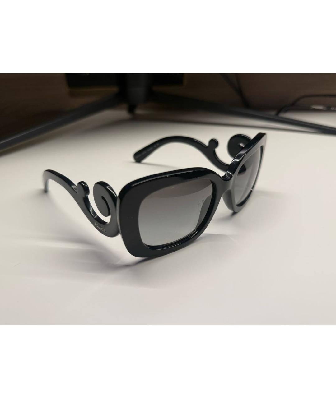 PRADA Черные пластиковые солнцезащитные очки, фото 5