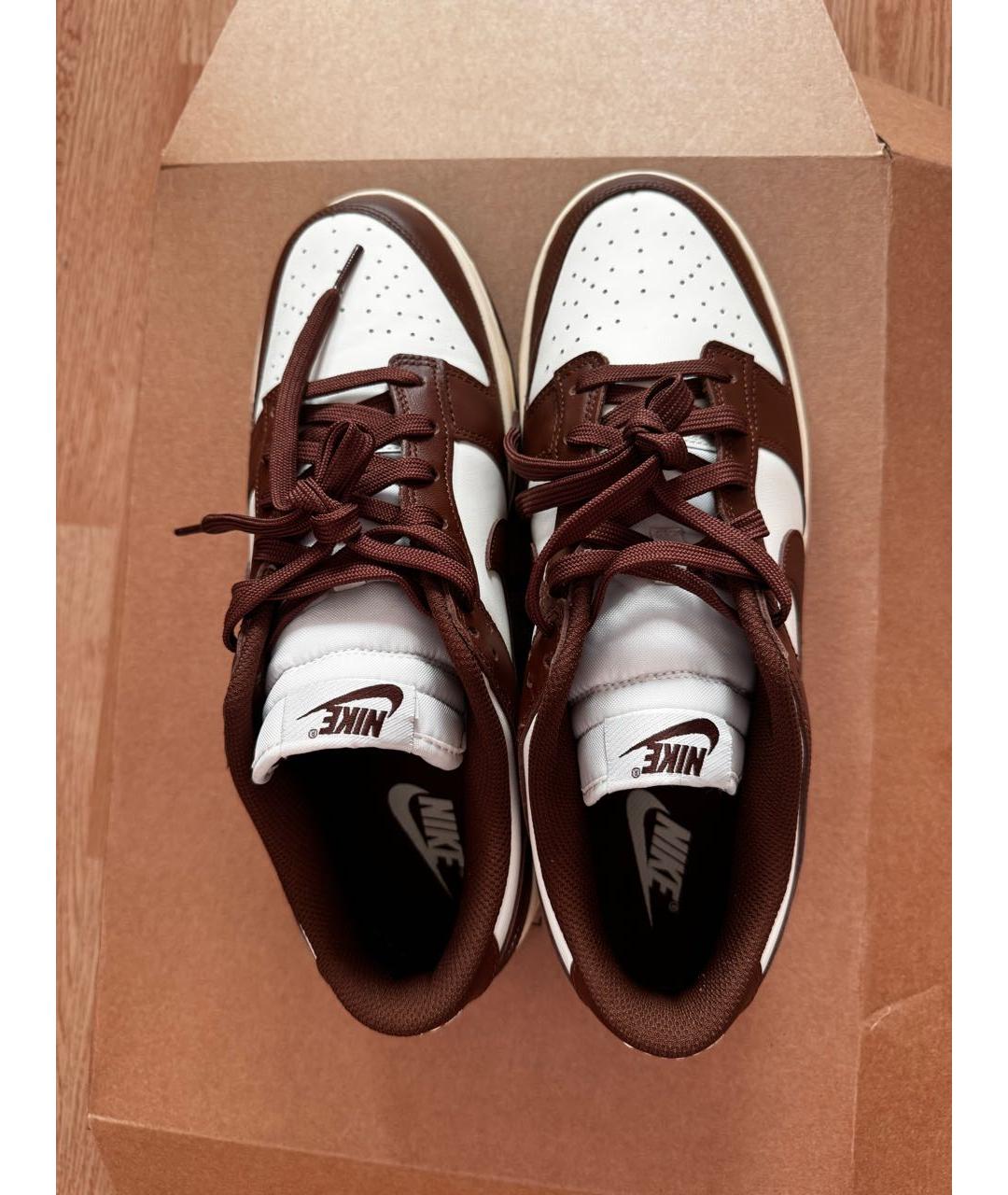 NIKE Коричневые кожаные низкие кроссовки / кеды, фото 2