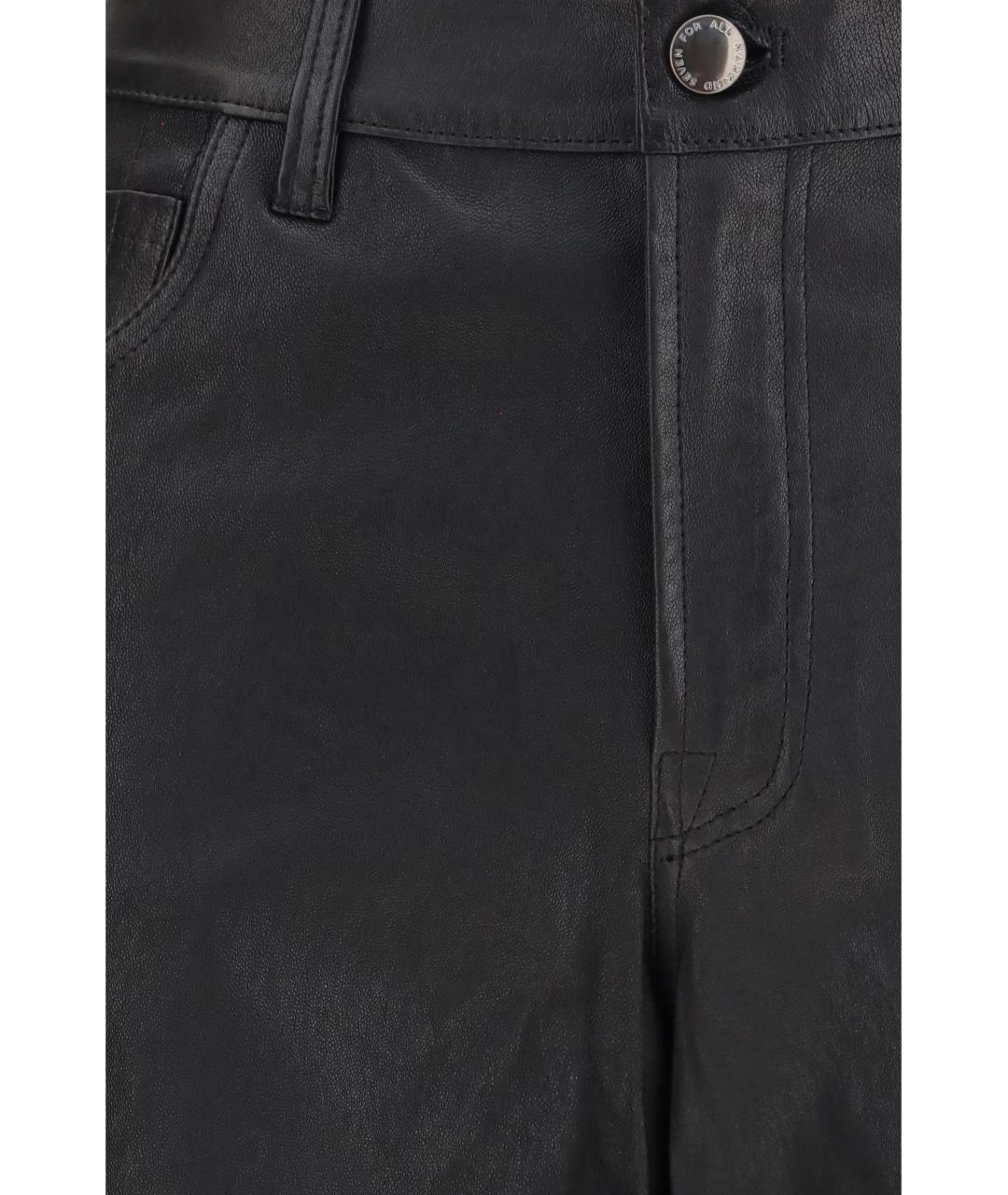 7 FOR ALL MANKIND Черные кожаные прямые брюки, фото 3