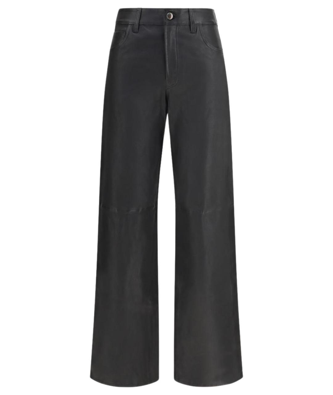 7 FOR ALL MANKIND Черные кожаные прямые брюки, фото 1