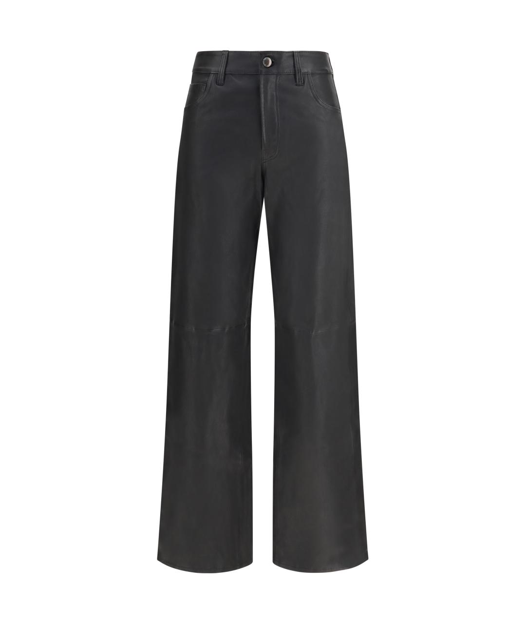 7 FOR ALL MANKIND Черные кожаные прямые брюки, фото 4