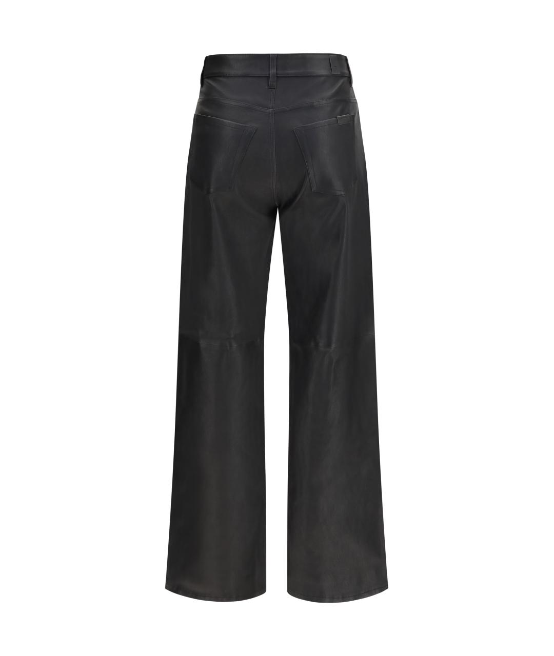 7 FOR ALL MANKIND Черные кожаные прямые брюки, фото 2